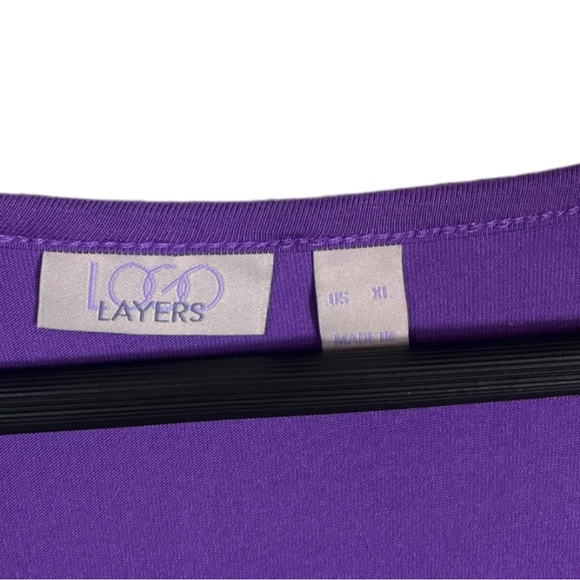 LOGO By Lori Goldstein Layers Tunic Purple Sleeveless Extra Large XL Ruffles - Picture 3 of 5